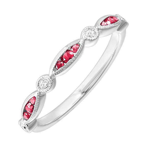 14Kt White Gold Diamond 1 20Ctw & Ruby 1 8Ctw Ring Online Hot Sale