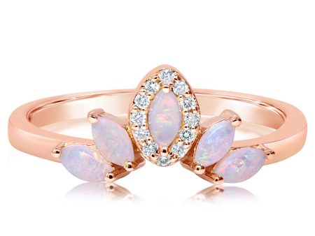 14K Rose Gold Australian Opal Diamond Ring Online Sale