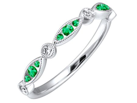 14Kt White Gold Diamond 1 20Ctw & Emerald 1 8Ctw Ring For Discount