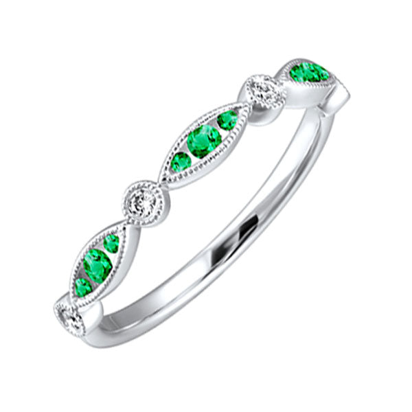 14Kt White Gold Diamond 1 20Ctw & Emerald 1 8Ctw Ring For Discount