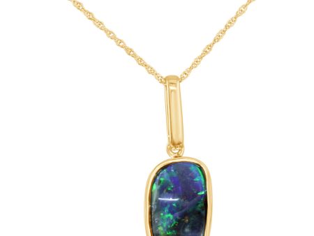 14K Yellow Gold Australian Boulder Opal Pendant Sale