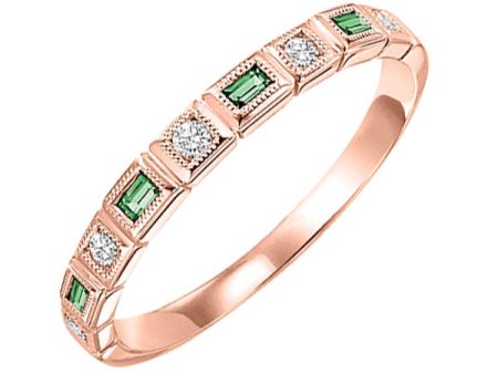 10Kt Rose Gold Diamond 1 10Ctw & Emerald 1 8Ctw Ring Fashion