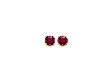 14Kt Yellow Gold  Ruby 1 4Ctw Earring For Discount