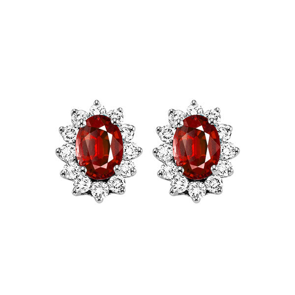 14Kt White Gold Diamond 3 8Ctw & Ruby 1Ctw Earring Cheap