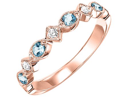 10Kt Rose Gold Diamond 1 20Ctw & Aquamarine 1 6Ctw Ring Online Hot Sale