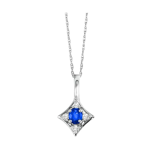 14Kt White Gold Diamond 1 20Ctw & Sapphire 1 2Ctw Pendant Hot on Sale