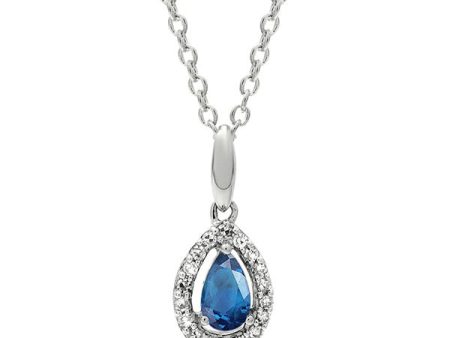 10Kt White Gold Diamond 1 20Ctw & Sapphire 1 4Ctw Pendant For Cheap