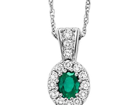 14Kt White Gold Diamond 1 7Ctw & Emerald 1 7Ctw Pendant Hot on Sale