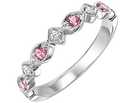 14Kt White Gold Diamond 1 20Ctw & Pink Tourmaline 1 6Ctw Ring For Discount