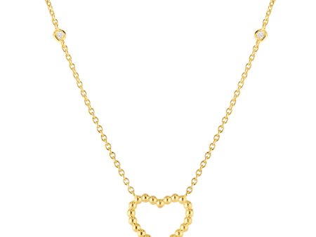 14K Gold Popcorn Heart Necklace For Sale