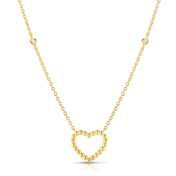 14K Gold Popcorn Heart Necklace For Sale