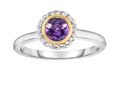 Sterling Silver & 18K Gold Popcorn Birthstone Ring For Discount