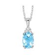 10Kt White Gold Diamond 1 50Ctw & Blue Topaz 3 8Ctw Pendant Hot on Sale