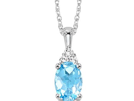 10Kt White Gold Diamond 1 50Ctw & Blue Topaz 3 8Ctw Pendant Hot on Sale