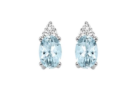 10Kt White Gold Diamond 1 20Ctw & Aquamarine 5 8Ctw Earring Cheap