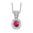 14Kt White Gold Diamond 1 8Ctw & Ruby 1 6Ctw Pendant Online Sale