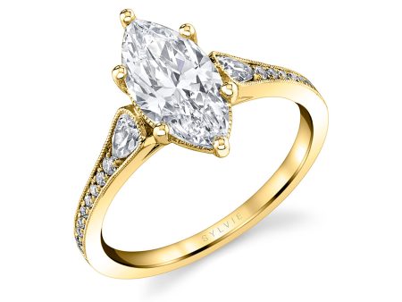 Marquise Cut Unique Engagement Ring - Esmeralda Sale