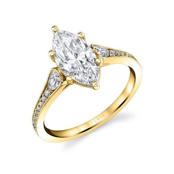 Marquise Cut Unique Engagement Ring - Esmeralda Sale