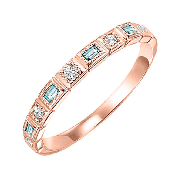 10Kt Rose Gold Diamond 1 12Ctw & Aquamarine 1 8Ctw Ring Hot on Sale