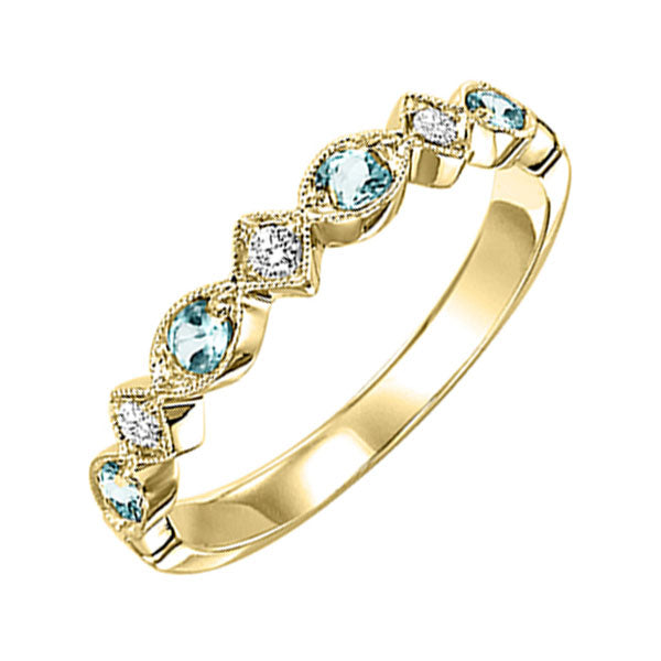 14Kt Yellow Gold Diamond 1 20Ctw & Blue Topaz 1 6Ctw Ring For Discount