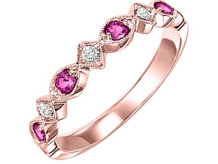 14Kt Rose Gold Diamond 1 20Ctw & Ruby 1 6Ctw Ring on Sale