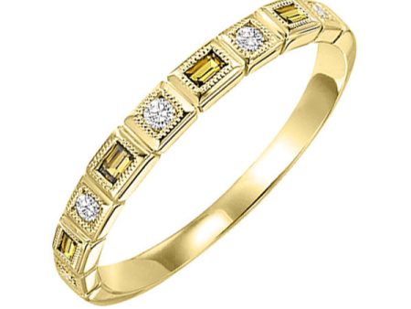 10Kt Yellow Gold Diamond 1 10Ctw & Citrine 1 8Ctw Ring For Sale