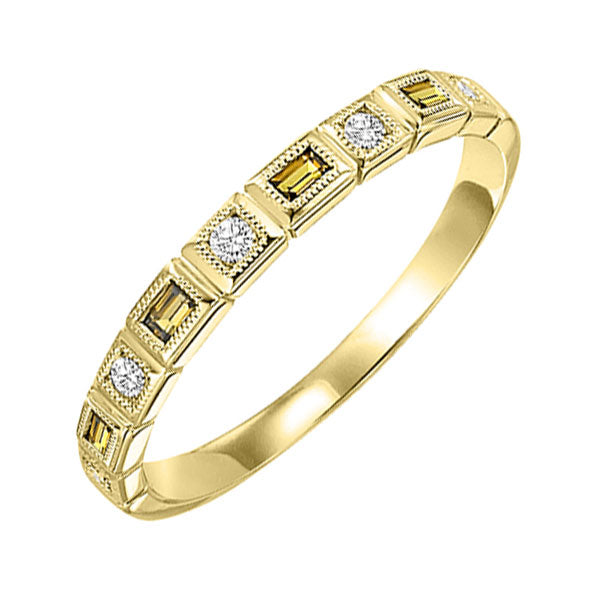 10Kt Yellow Gold Diamond 1 10Ctw & Citrine 1 8Ctw Ring For Sale