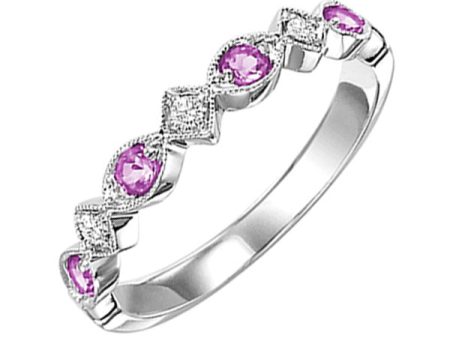 14Kt White Gold Diamond 1 20Ctw & Pink Sapphire 1 6Ctw Ring Online Sale