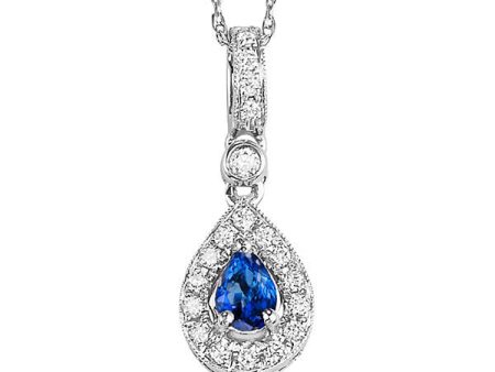 14Kt White Gold Diamond 1 10Ctw & Sapphire 1 5Ctw Pendant Cheap