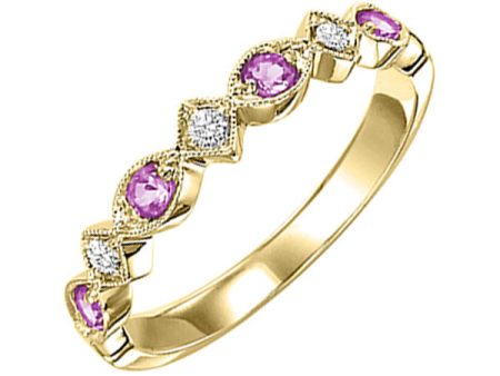 14Kt Yellow Gold Diamond 1 20Ctw & Pink Sapphire 1 6Ctw Ring Cheap