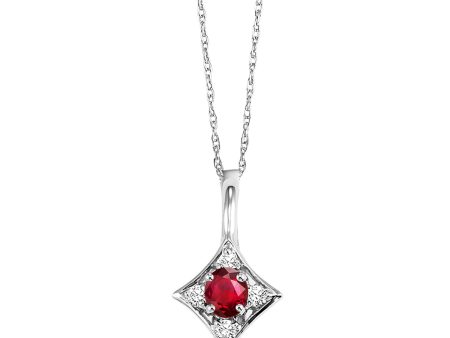 14Kt White Gold Diamond 1 20Ctw & Garnet 1 3Ctw Pendant Online Hot Sale