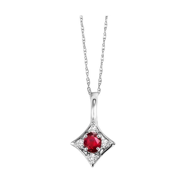 14Kt White Gold Diamond 1 20Ctw & Garnet 1 3Ctw Pendant Online Hot Sale