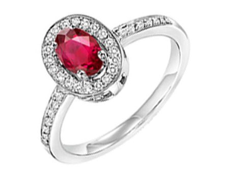 14Kt White Gold Diamond 1 5Ctw & Ruby 5 8Ctw Ring For Discount