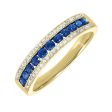 14Kt Yellow Gold Diamond 1 8Ctw & Sapphire 1 2Ctw Ring Hot on Sale