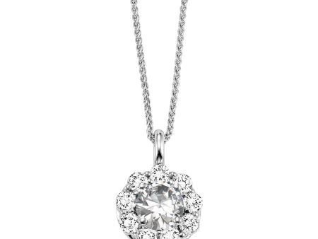 14Kt White Gold Diamond 3 8Ctw & Sapphire 1 2Ctw Pendant Online