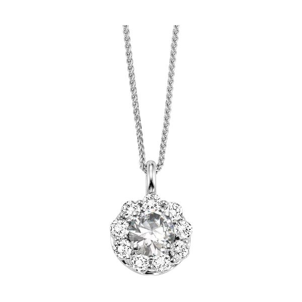 14Kt White Gold Diamond 3 8Ctw & Sapphire 1 2Ctw Pendant Online