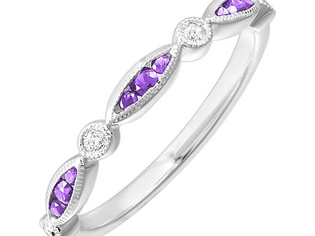 14Kt White Gold Diamond 1 20Ctw & Amethyst 1 5Ctw Ring Online Hot Sale