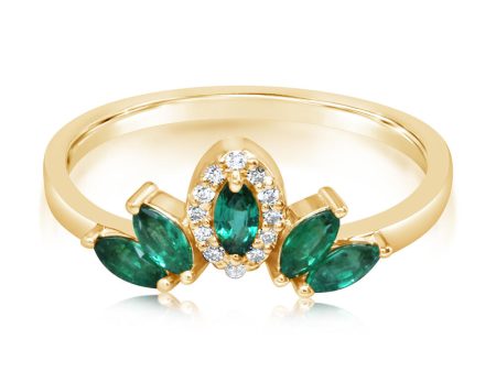 14K Yellow Gold Emerald Diamond Ring Supply