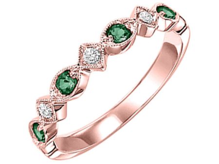 10Kt Rose Gold Diamond 1 20Ctw & Emerald 1 6Ctw Ring Sale