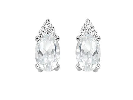 10Kt White Gold Diamond 1 20Ctw & White Topaz 1 2Ctw Earring on Sale