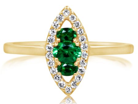 14K Yellow Gold Tsavorite Diamond Ring Cheap