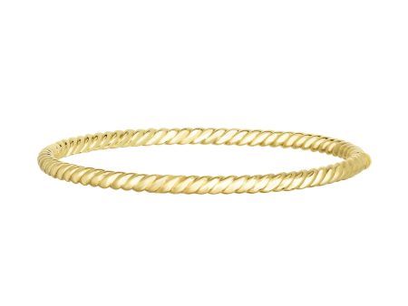 14K Gold Sculpted Twist 3.5mm Bangle Discount