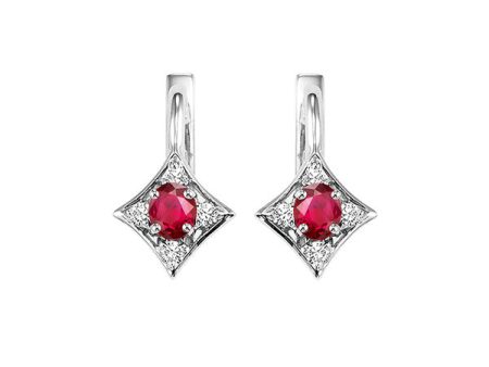 14Kt White Gold Diamond 1 20Ctw & Ruby 1 3Ctw Earring Cheap