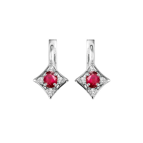 14Kt White Gold Diamond 1 20Ctw & Ruby 1 3Ctw Earring Cheap