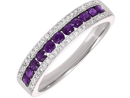 14Kt White Gold Diamond 1 8Ctw & Amethyst 1 2Ctw Ring Online