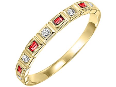 10Kt Yellow Gold Diamond 1 10Ctw & Ruby 1 8Ctw Ring Online Sale