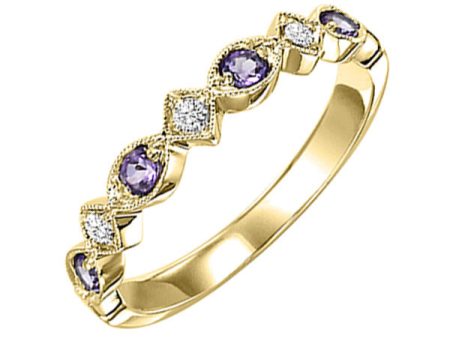 14Kt Yellow Gold Diamond 1 20Ctw & Amethyst 1 6Ctw Ring on Sale