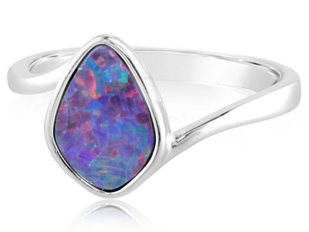 Sterling Silver Australian Opal Doublet Ring For Sale