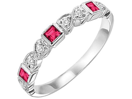 14Kt White Gold Diamond 1 12Ctw & Ruby 1 6Ctw Ring Online Sale