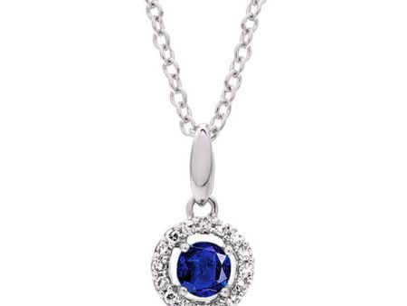 10Kt White Gold Diamond 1 20Ctw & Sapphire 1 5Ctw Pendant Online Sale